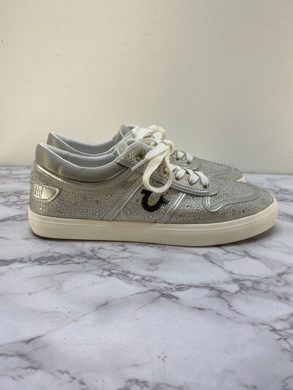 True Religion Esperanza Women's Rhineston Silver Sneaker SZ 10 - Picture 7 of 11
